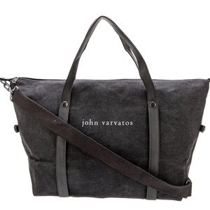 John Varvatos Gray Canvas Duffel Bag